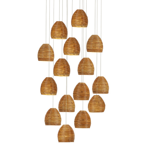 Beehive 15 Light Pendant in Natural Rattan/Silver (142|90001001)