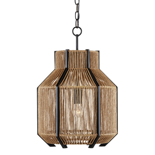 Mali Collection One Light Pendant in Satin Black/Natural (142|90000922)