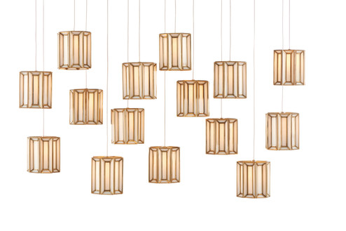 Daze 15 Light Pendant in Antique Brass/White/Painted Silver (142|90000892)