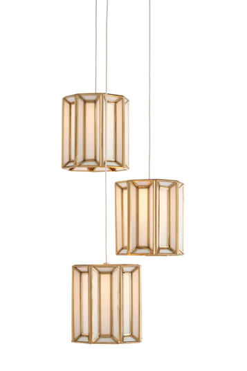 Daze Collection Three Light Pendant in White/Antique Brass (142|90000889)