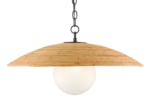 Pembry One Light Pendant in Satin Black/Natural Rattan (142|90000798)