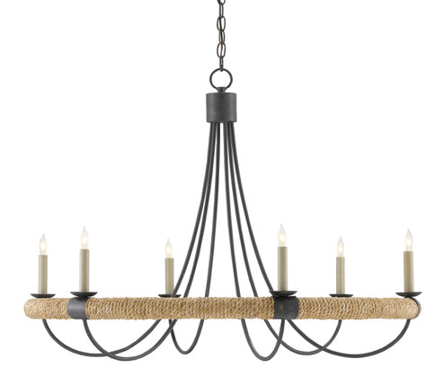 Shipwright Six Light Chandelier in French Black/Smokewood/Natural Abaca Rope (142|90000754)