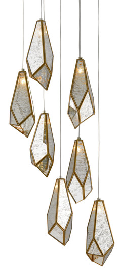 Glace Collection Seven Light Pendant in Raj Mirror/Antique Brass (142|90000704)