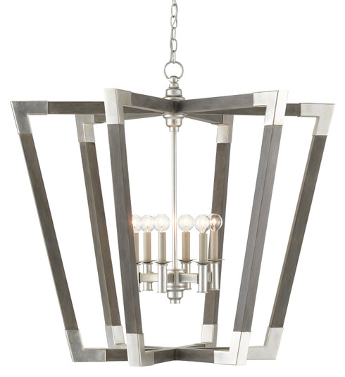 Bastian Six Light Chandelier in Chateau Gray/Contemporary Silver Leaf (142|90000606)
