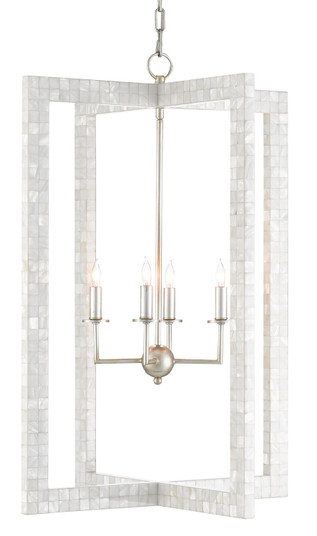 Arietta Four Light Chandelier in Mother of Pearl/Contemporary Silver Leaf (142|90000575)