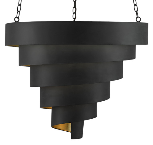 Chiffonade Collection Seven Light Pendant in Antique Black/Contemporary Gold Leaf (142|90000497)