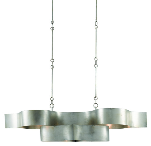 Grand Lotus Six Light Chandelier in Contemporary Silver Leaf (142|90000372)