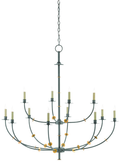 Balladier Gray Chandelier 12 Light Chandelier in Hiroshi Gray/Contemporary Gold Leaf (142|90000331)
