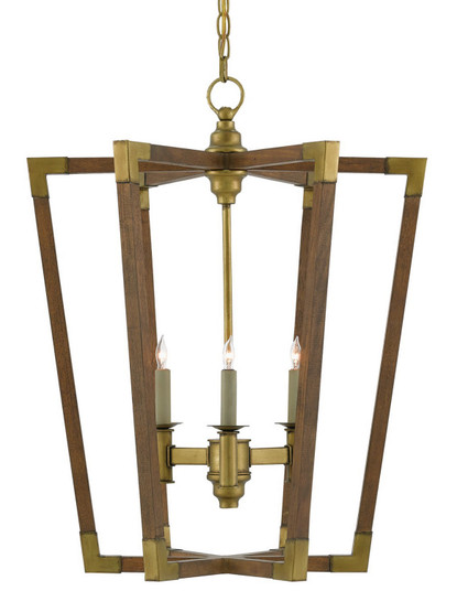 Bastian Three Light Lantern in Chestnut/Brass (142|90000220)