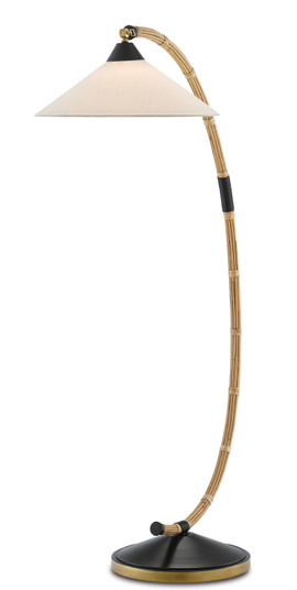 Lisbon Floor Lamp One Light Floor Lamp in Natural/Rattan/New Brass/Satin Black (142|80000088)