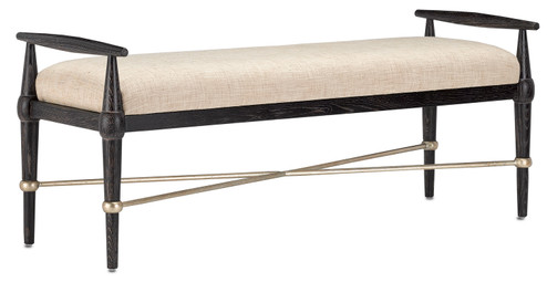Perrin Collection Bench in Ebonized Wood/Silver Granello (142|70000052)