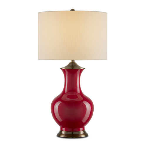 Lilou One Light Table Lamp in Red/Antique Brass (142|60000840)