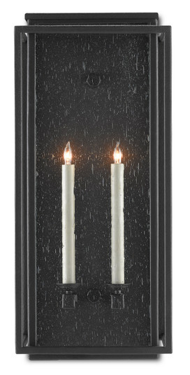 Wright Two Light Outdoor Wall Sconce in Midnight Black/Clear Seeded (142|55000041)