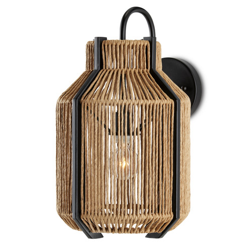 Mali One Light Wall Sconce in Natural/Satin Black (142|50000203)