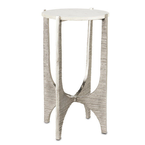 Micha Accent Table in Antique Nickel/White (142|40000142)