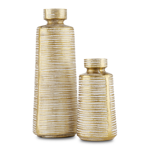 Kenna Vase Set of 2 in White/Brass (142|12000639)