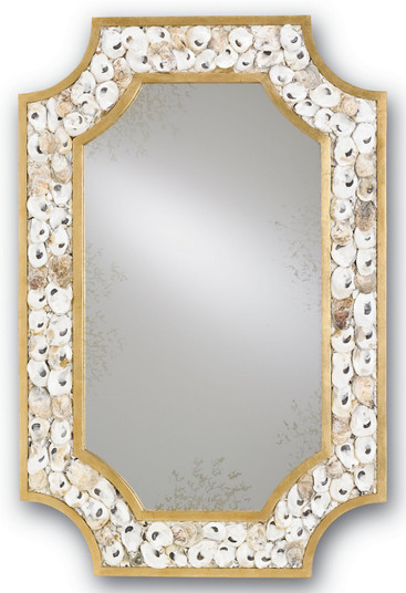 Margate Rectangular Oyster Shell Mirror Mirror in Contemporary Gold Leaf/Natural/Antique Mirror (142|1090)