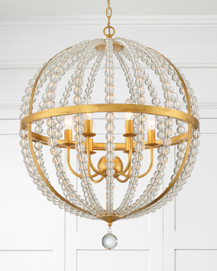 Roxy Six Light Chandelier in Antique Gold (60|ROXA9006GA)