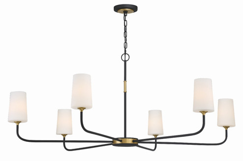 Niles Six Light Chandelier in Black Forged + Modern Gold (60|NIL70016BFMG)