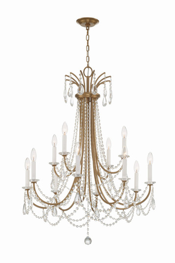 Karrington 12 Light Chandelier in Aged Brass (60|KAR90912AGCLMWP)
