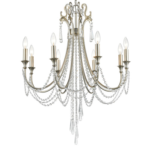 Arcadia Eight Light Chandelier in Antique Silver (60|ARC1908SACLMWP)