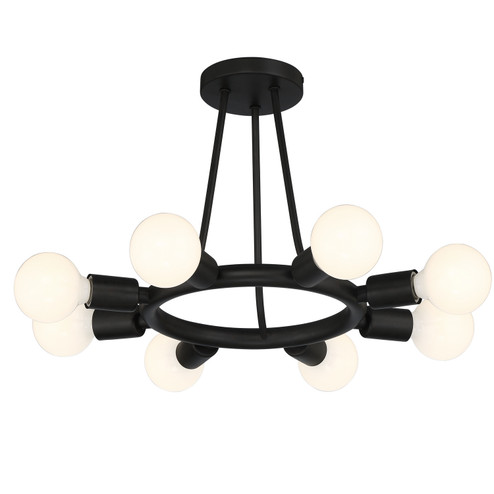 Dakota Eight Light Semi Flush Mount in Black (60|9043BK)