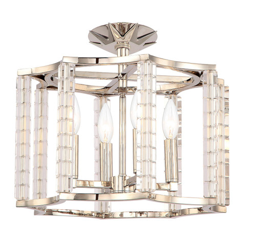 Carson Four Light Semi Flush Mount in Polished Nickel (60|8854PNCEILING)