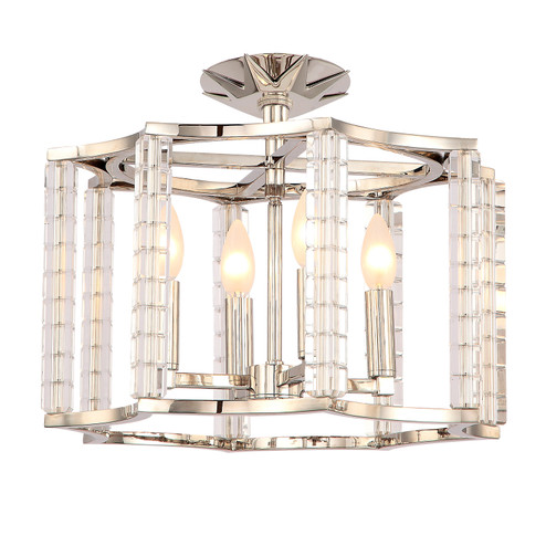 Carson Four Light Semi Flush Mount in Polished Nickel (60|8854PNCEILING)