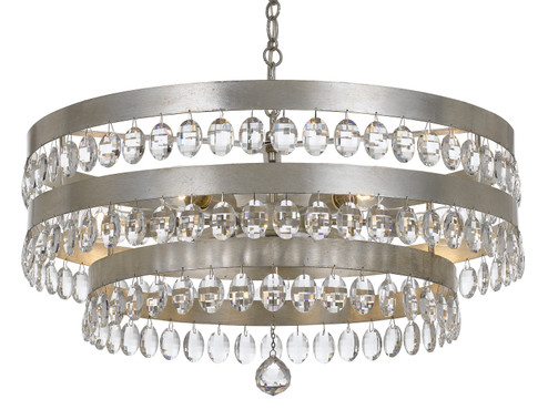 Perla Six Light Chandelier in Antique Silver (60|6108SA)