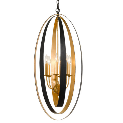 Luna Six Light Chandelier in English Bronze / Antique Gold (60|597EBGA)