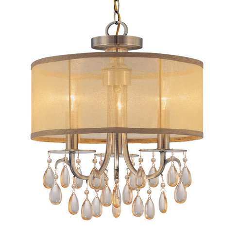 Hampton Three Light Mini Chandelier in Antique Brass (60|5623AB)