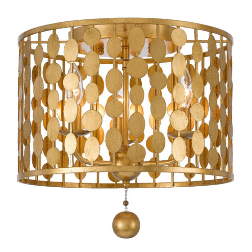 Layla Three Light Flush Mount in Antique Gold (60|544GA)