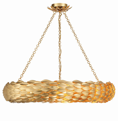 Broche Eight Light Pendant in Antique Gold (60|538GA)