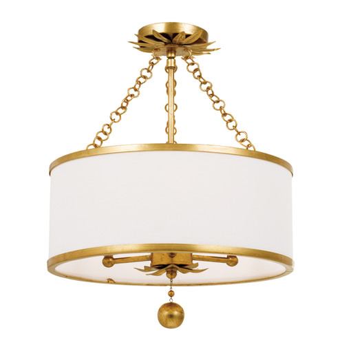 Broche Three Light Semi Flush Mount in Antique Gold (60|513GACEILING)