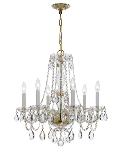 Traditional Crystal Six Light Chandelier in Polished Brass (60|5086PBCLSAQ)