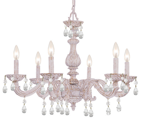 Paris Market Six Light Chandelier in Antique White (60|5036AWCLSAQ)