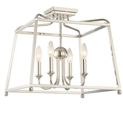 Sylvan Four Light Semi Flush Mount in Polished Nickel (60|2243PNNOSHADE)