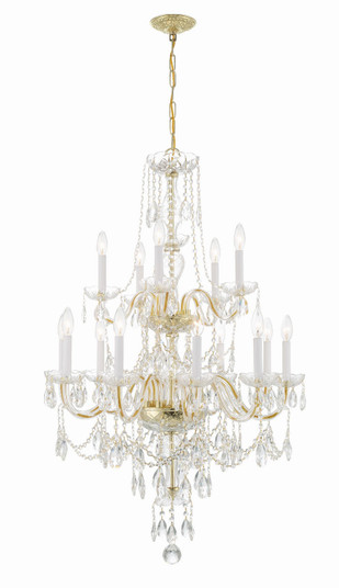 Traditional Crystal 15 Light Chandelier in Polished Brass (60|1155PBCLMWP)