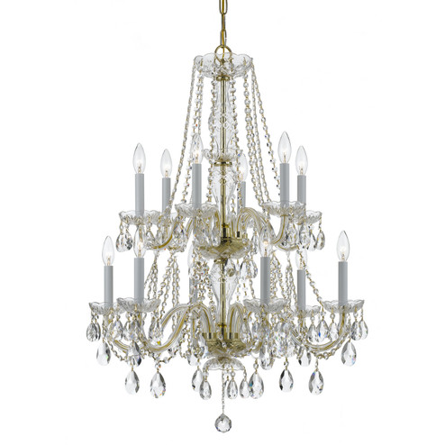 Traditional Crystal 12 Light Chandelier in Polished Brass (60|1137PBCLS)