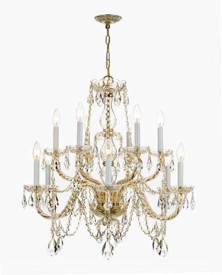 Traditional Crystal 12 Light Chandelier in Polished Brass (60|1135PBCLS)