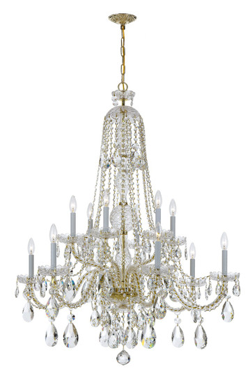 Traditional Crystal 12 Light Chandelier in Polished Brass (60|1112PBCLSAQ)