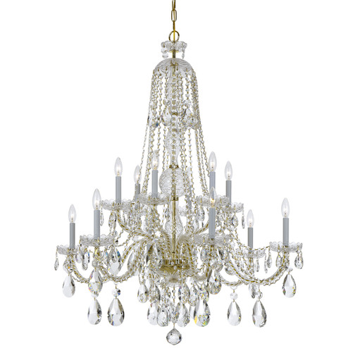 Traditional Crystal 12 Light Chandelier in Polished Brass (60|1112PBCLS)