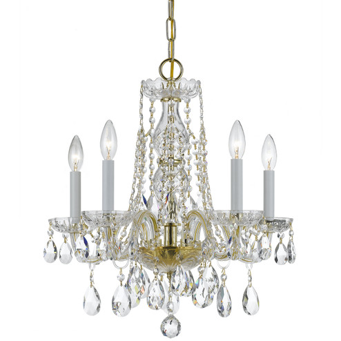 Traditional Crystal Five Light Mini Chandelier in Polished Brass (60|1061PBCLSAQ)