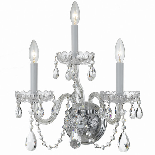 Traditional Crystal Three Light Wall Sconce in Polished Chrome (60|1033CHCLSAQ)