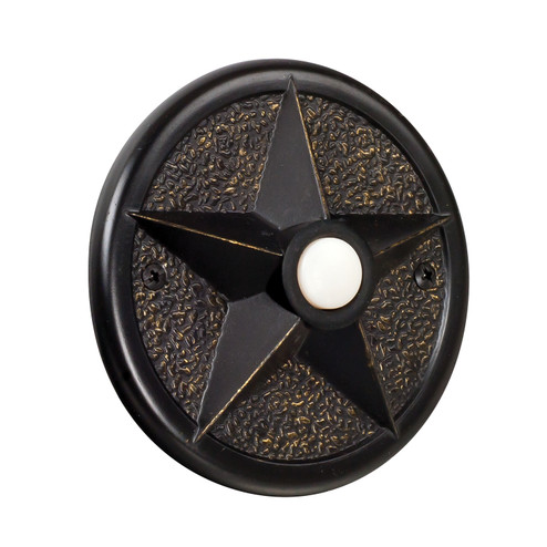 Designer Surface Mount Button Surface Mount Star Lighted Push Button in Antique Bronze (46|PB3036AZ)
