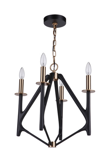 The Reserve Four Light Chandelier in Flat Black/Satin Brass (46|55534FBSB)