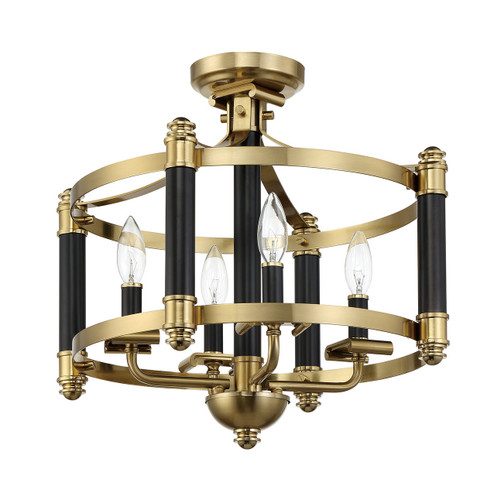 Stanza Four Light Semi Flush Mount in Flat Black/Satin Brass (46|54854FBSB)