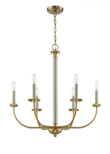 Stanza Six Light Chandelier in Brushed Polished Nickel/Satin Brass (46|54826BNKSB)