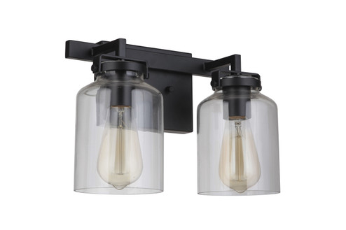 Foxwood Two Light Vanity in Flat Black / Dark Teak (46|53602FBDT)