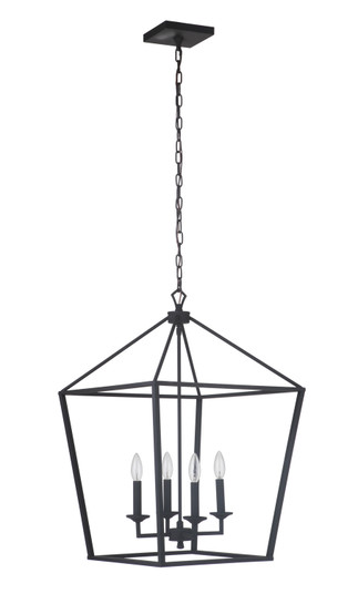 Flynt Four Light Foyer Pendant in Flat Black (46|52936FB)